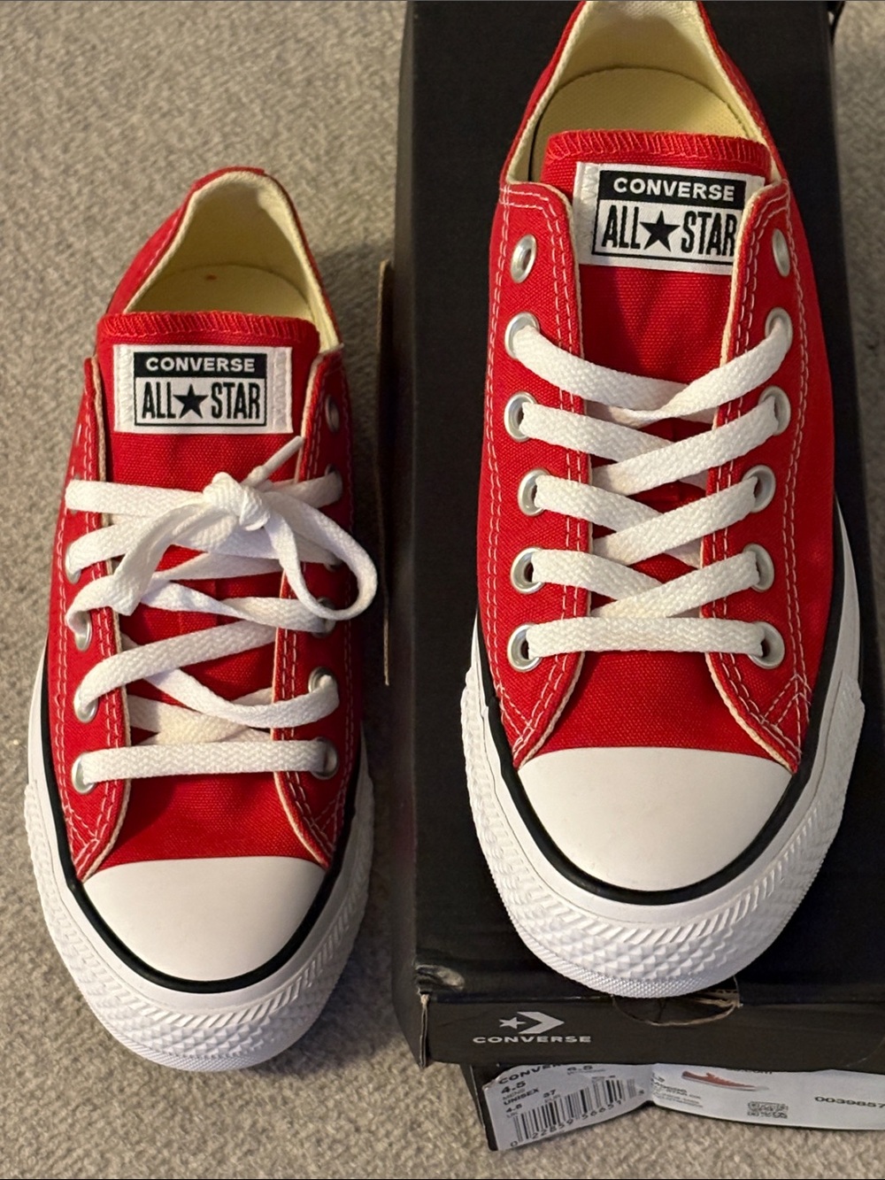 Converse Red Low Top All Star Sneakers